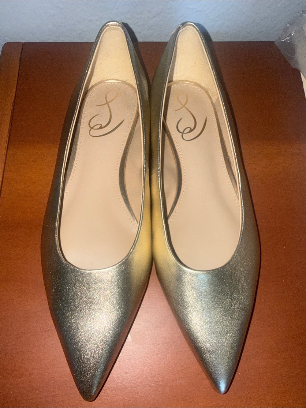 Sam Edelman Metallic Gold Pointed Ballet Flats